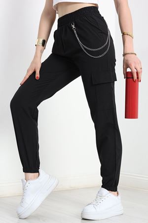 Zincir Detaylı Eşofman Alt Siyah - 41819.102.