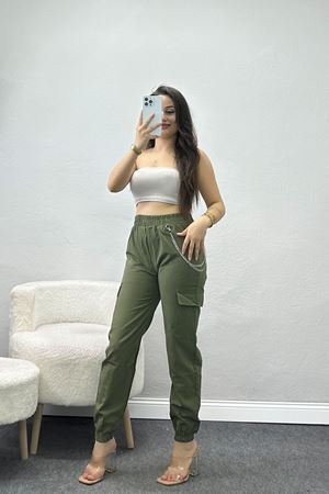 Zincir Detaylı Eşofman Altı Açıkhaki - 42038.102.