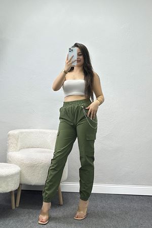 Zincir Detaylı Eşofman Altı Haki - 42038.102.