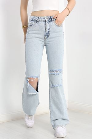 Paça Yırtmaçlı Kot Pantolon Açıkmavi1 - 31073.1968.