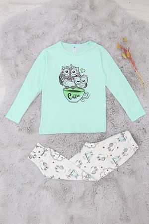6-14 Yaş Baskılı Çocuk Pijama Takımı Mint - 40101.1931.