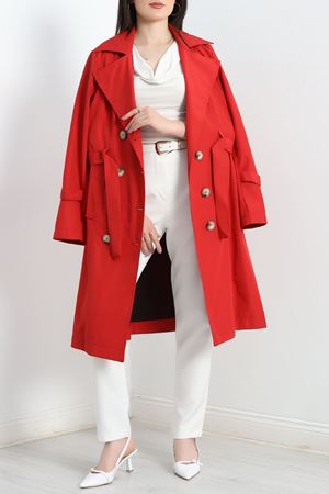 Astarlı Kuşaklı Trençkot Kırmızı - 7416.179.