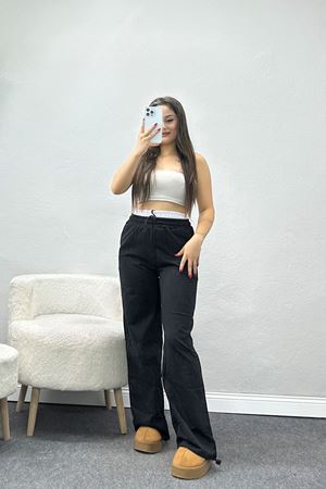 Özel Tasarım İki İplik Beli Lastikli Eşofman Siyahbeyaz - 70175.1857.