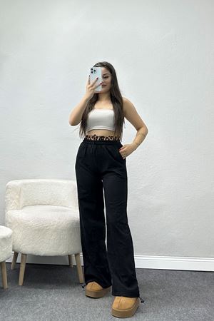 Özel Tasarım İki İplik Beli Lastikli Eşofman Siyahleopar - 70175.1857.