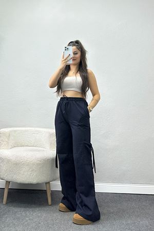 Büzgülü Cepli 2 İplik Eşofman Altı Lacivert - 50525.1857.