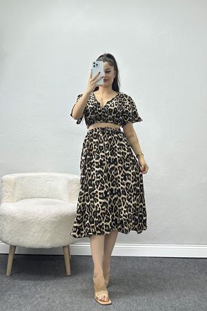 Dokuma Crop Etek Takım Leopar - 40585.701.