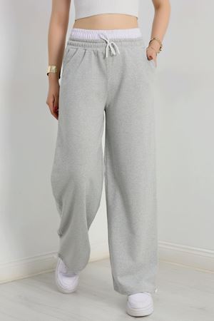 Özel Tasarım İki İplik Beli Lastikli Eşofman Gribeyaz - 70175.1857.