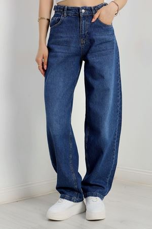 Yanları Tokalı Baggy Kot Pantolon Mavi - 31153.1590.