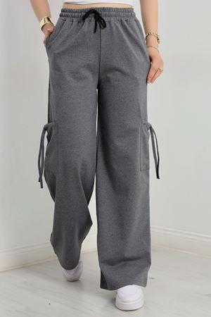 Büzgülü Cepli 2 İplik Eşofman Altı Füme - 50525.1857.