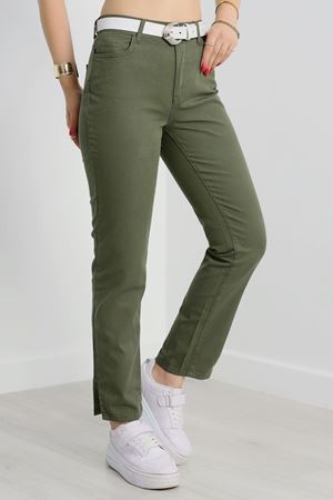 Yırtmaç Detay Kot Pantolon Haki - 42081.1831.