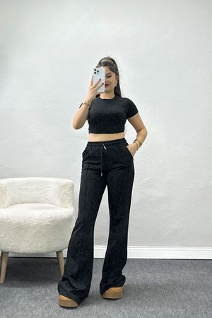 İspanyol Paça 2 İplik Eşofman Altı Siyah - 50526.1857.