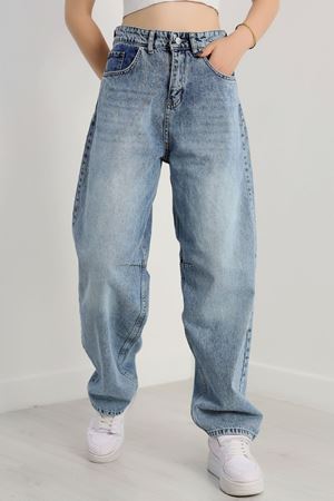 Tokalı Baggy Kot Pantolon Buzmavi - 31159.2059.