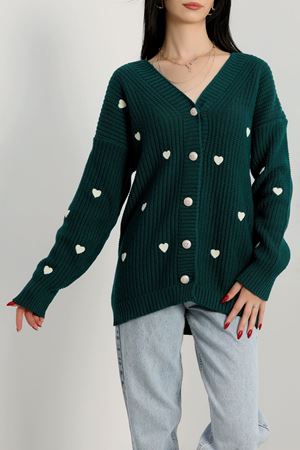 Nakışlı Kalpli Hırka Neftilatte - 444.1577.