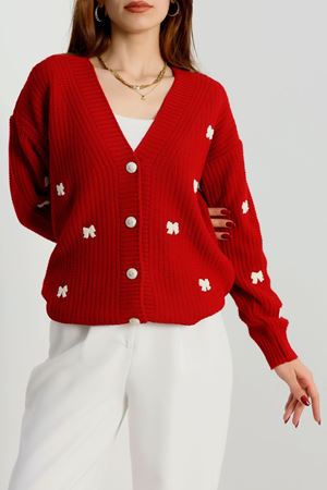 Nakışlı Hırka Kırmızılatte - 490.1577.