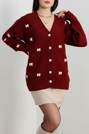 Nakışlı Hırka Bordolatte - 490.1577.