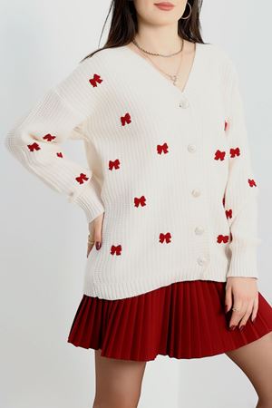 Nakışlı Hırka Lattebordo - 490.1577.