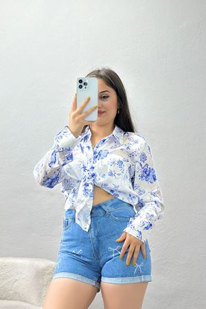 Desenli Gömlek Beyazmavi - 41137.147.