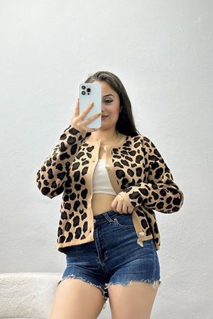 Desenli Hırka Kahveleopar - 3154.1577.