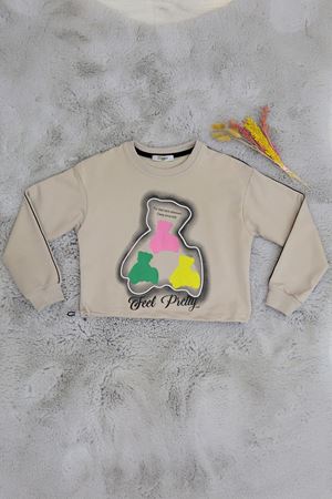 7-14 Yaş 2 İplik Şardonsuz Sweat Bej - 50896.2017.