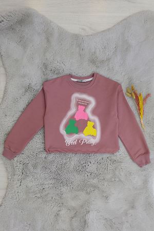 7-14 Yaş 2 İplik Şardonsuz Sweat Gülkurusu - 50896.2017.