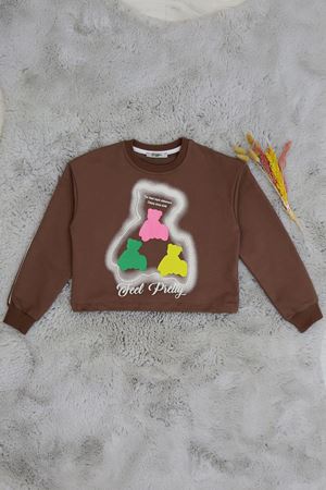 7-14 Yaş 2 İplik Şardonsuz Sweat Kahve - 50896.2017.