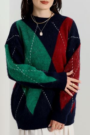 Baklava Desenli Triko Bordoyeşil - 4078.2043.