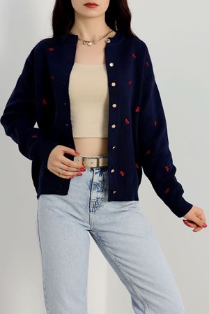 Fiyonk Detaylı Hırka Lacivertbordo - 3221.1577.