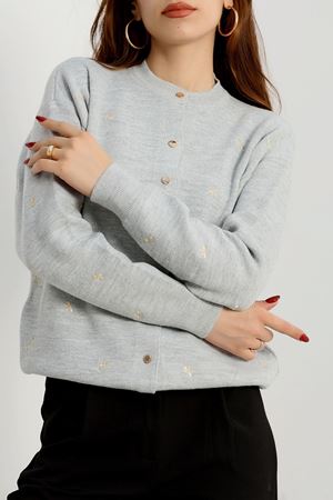 Fiyonk Detaylı Hırka Gri - 3221.1577.