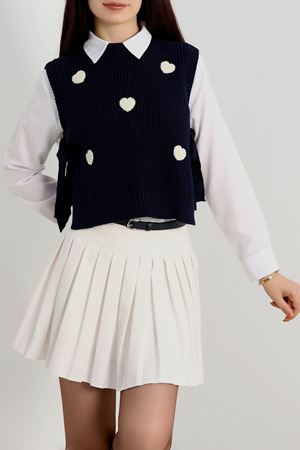 Kalp Desenli Süveter Lacivert - 41962.2043.