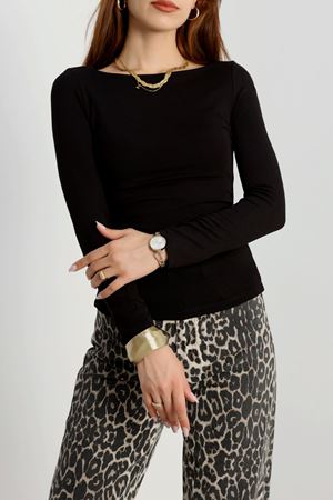 Kayık Yaka Ribana Likralı Body Siyah - 21951.200.