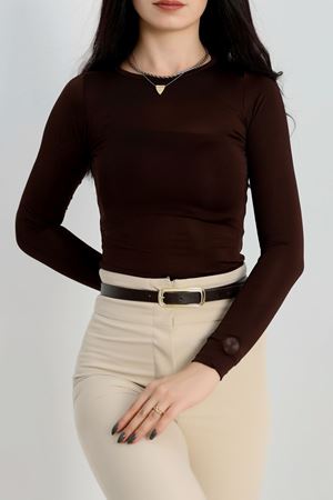 Bisiklet Yaka Mikro Çıtçıtlı Body Kahve - 21941.200.