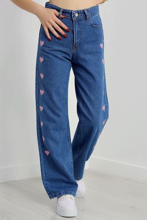 Nakışlı Palazzo Kot Pantolon Mavi1 - 31324.2001.