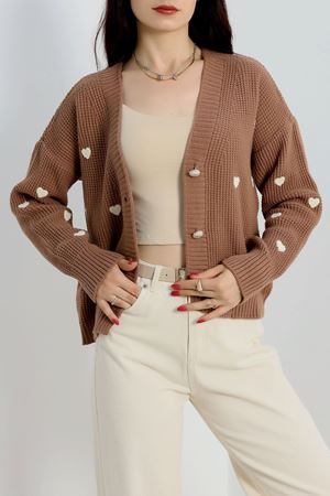 Nakışlı Crop Hırka Mochalatte - 443.1577.