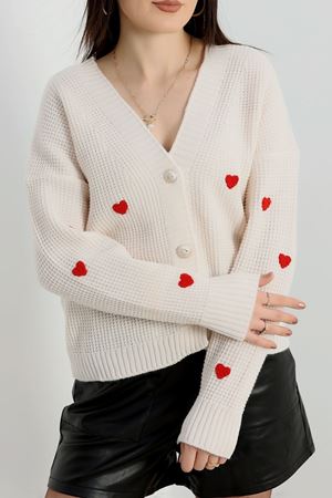 Nakışlı Crop Hırka Lattekırmızı - 443.1577.