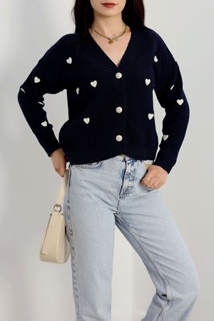 Nakışlı Crop Hırka Lacivertlatte - 443.1577.