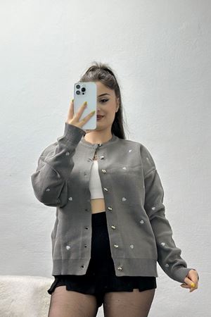 Kalp Detaylı Hırka Fümegri - 3219.1577.