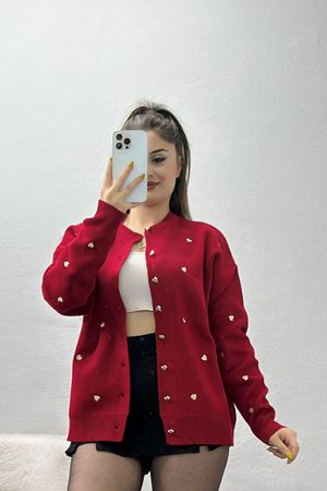 Kalp Detaylı Hırka Kırmızılatte - 3219.1577.