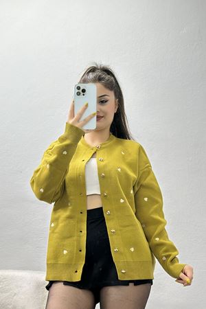 Kalp Detaylı Hırka Yağyeşililatte - 3219.1577.