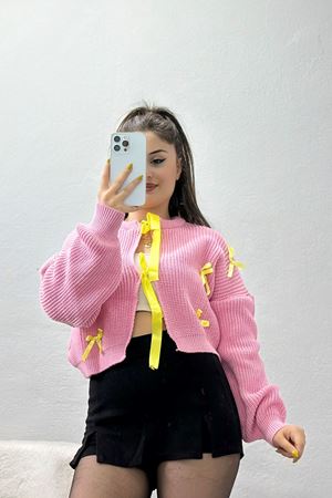 Fiyonklu Hırka Pembe - 4076.2043.