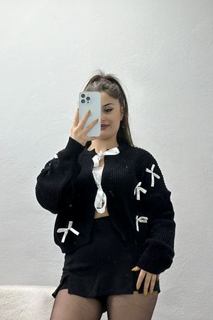 Fiyonklu Hırka Siyah - 4076.2043.