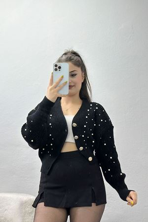 İnci Detaylı Hırka Siyah - 4094.2043.