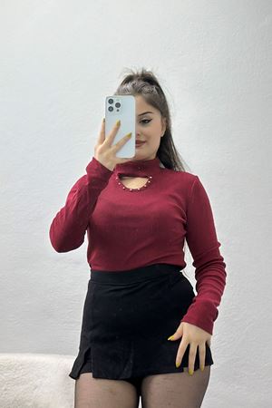 Dik Yaka Kaşkorse Body Bordo - 70677.599.