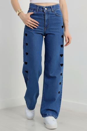 Nakışlı Palazzo Kot Pantolon Mavi - 31324.2001.