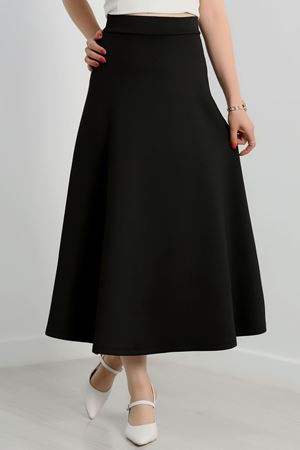 Scuba Kumaş Uzun Etek Siyah - 20589.1887.