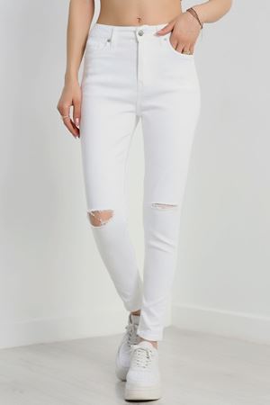 Lazer Kesim Slim Jean Beyaz - 41891.1999.