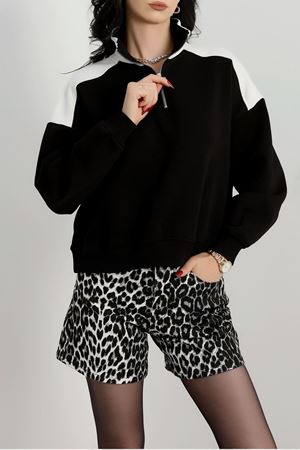 Gömlek Yaka 3 İplik Fermuarlı Sweat Siyah - 21963.200.