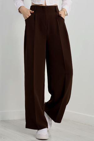Cepten Pileli Palazzo Pantolon Koyukahve - 90113.1397.