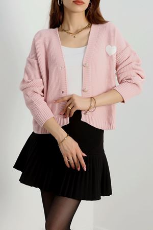 Nakışlı Crop Hırka Pembe - 440.1577.