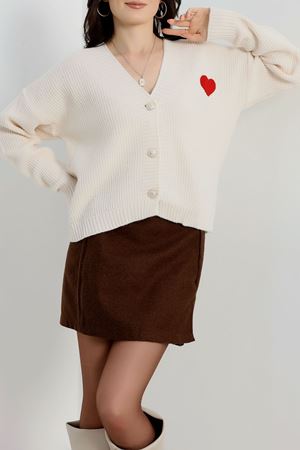 Nakışlı Crop Hırka Latte - 440.1577.