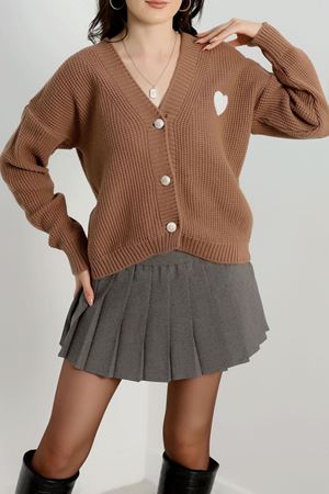 Nakışlı Crop Hırka Mocha - 440.1577.